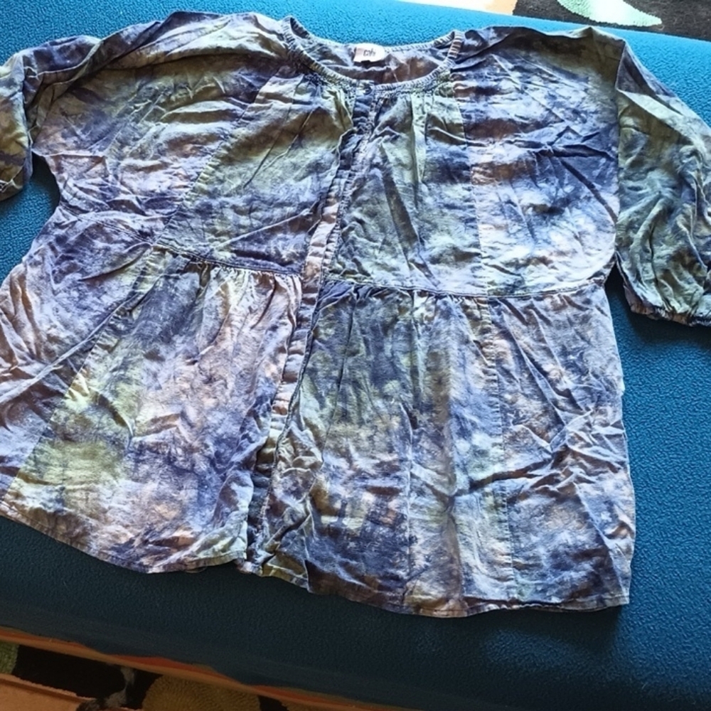 Tie-Dye Blue and Green Blouse